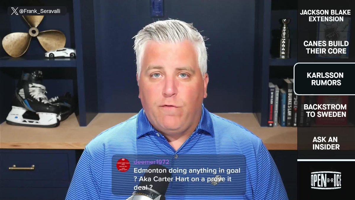 Carter Hart is a "non-starter" for the Edmonton Oilers as the five former Hockey Canada players acquitted of sexual assault remain ineligible to play in the NHL (w/ Frank Seravalli)