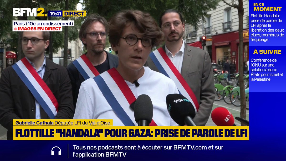 💬 "Nous avons été kidnappés dans les eaux internationales" Membre de l'équipage de la flottille "Handala" pour Gaza, Gabrielle Cathala, députée (LFI), s'exprime à son retour à Paris #BFM2