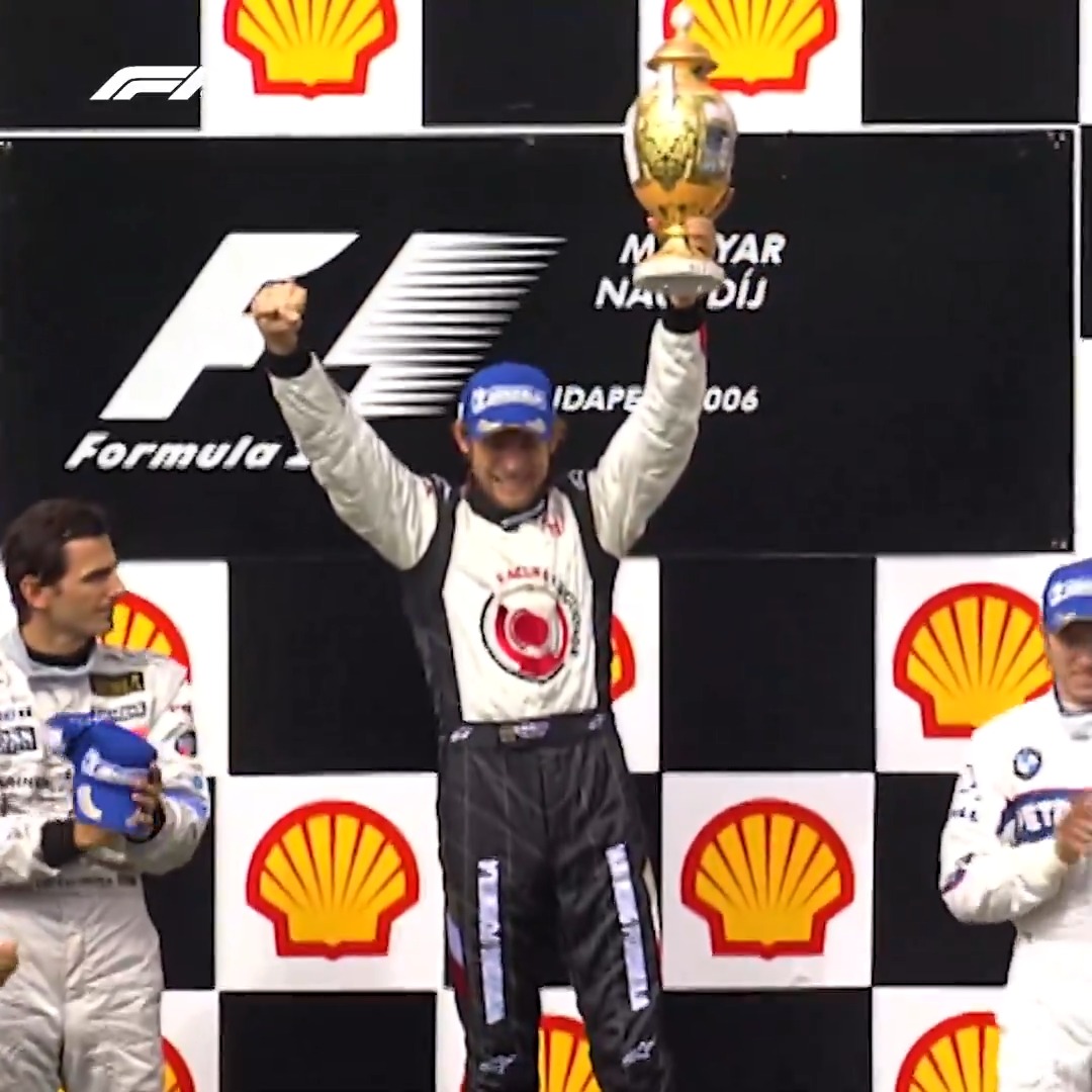 GET IN THERE! 🙏 One of the sport's feel-good moments as Jenson Button scores an emotional maiden win at the 113th attempt 🥹 #F1 #HungarianGP