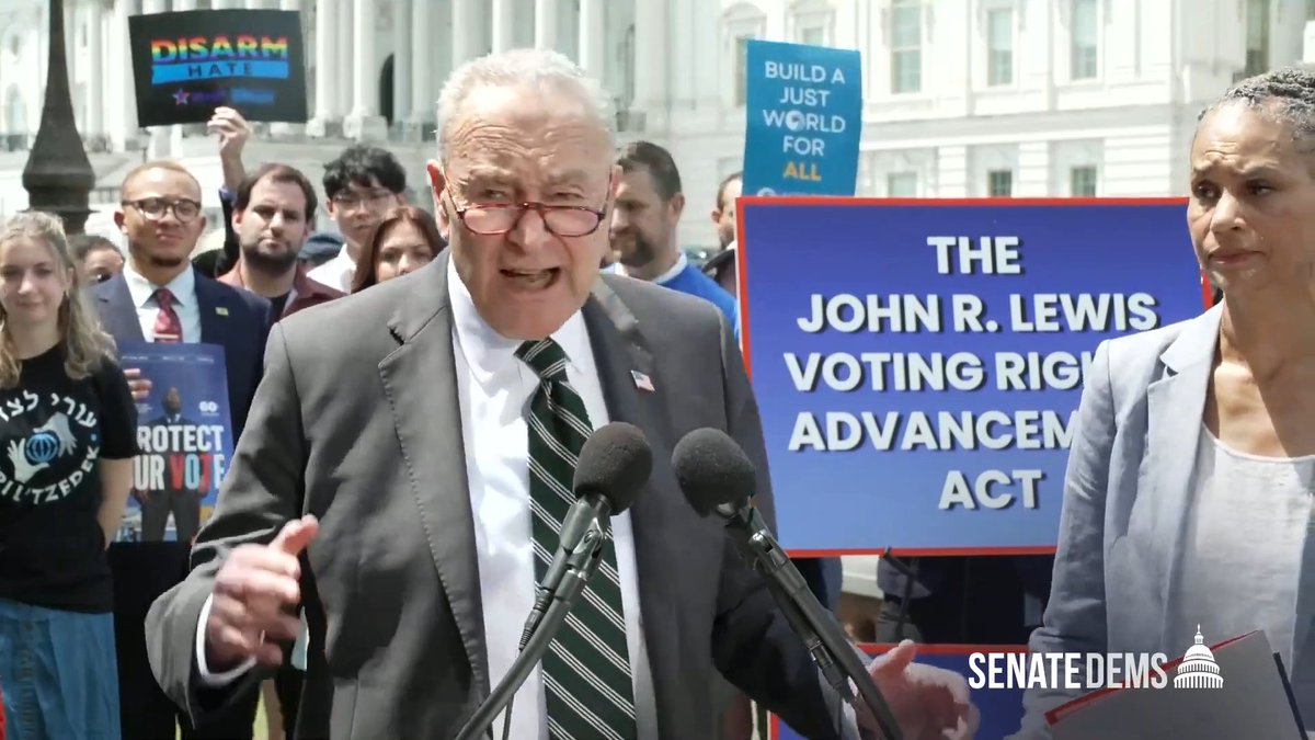 Chuck Schumer (D) says that Republicans "don't believe in democracy" because they want voter ID to make sure AMERICAN citizens are the only ones voting in AMERICAN elections.