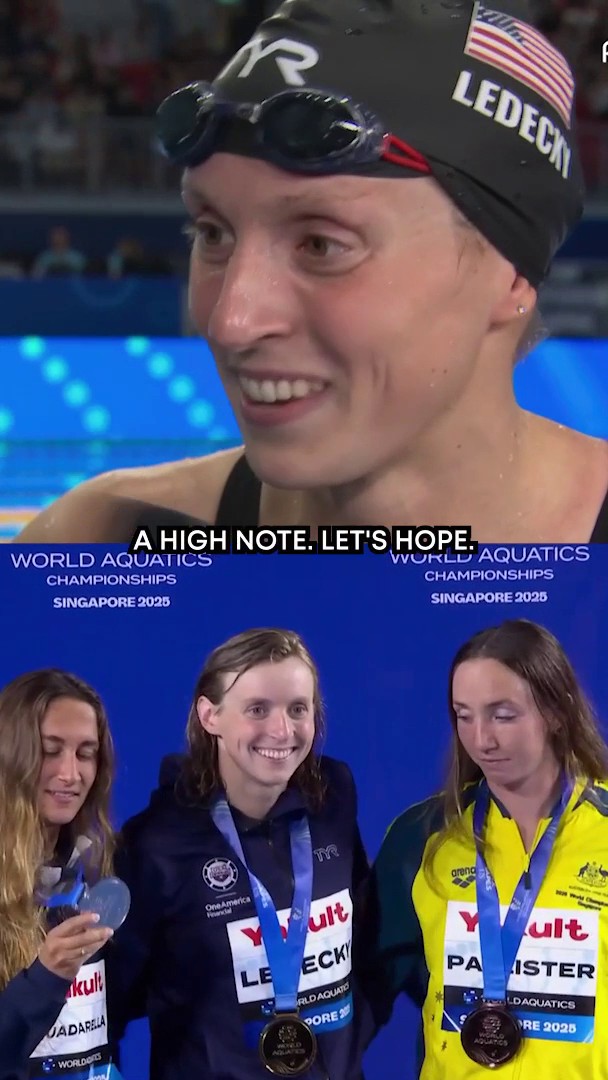 Katie Ledecky isn’t leaving swimming anytime soon, phew. 😅 #AQUASingapore25