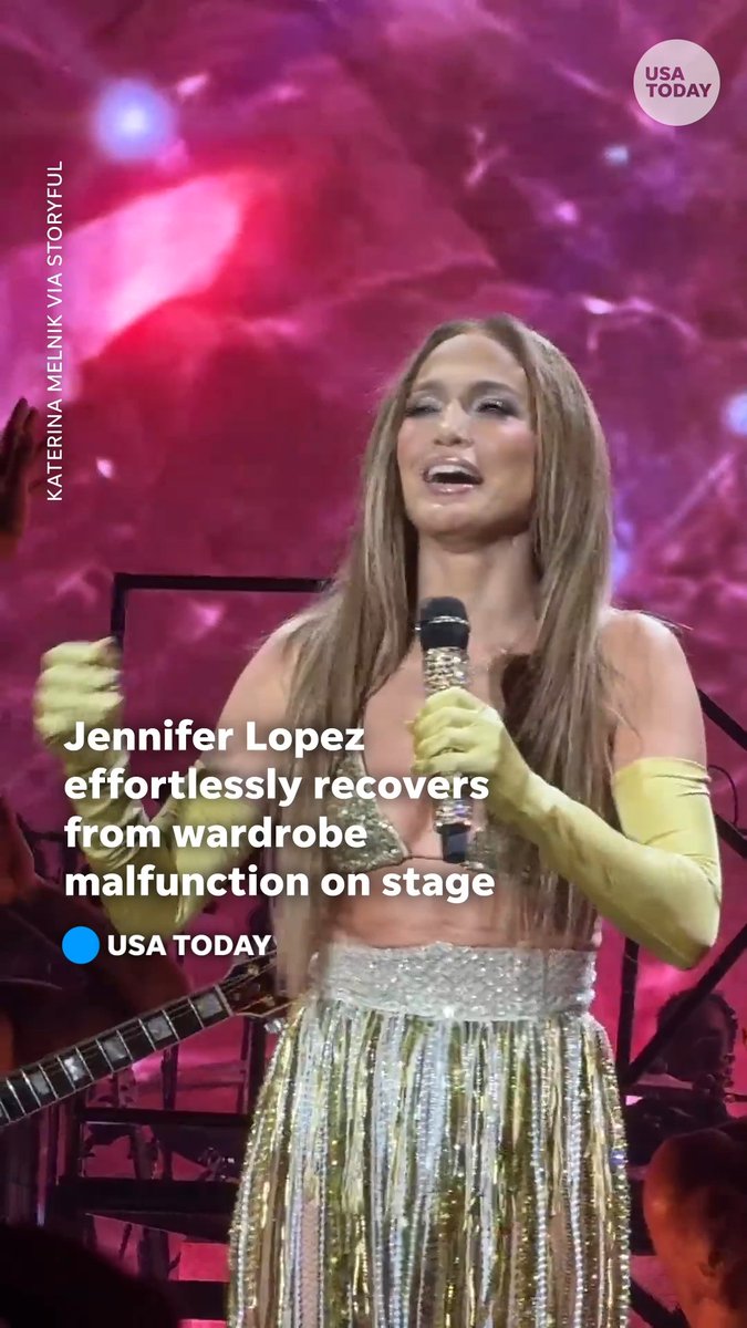 Jennifer Lopez loses her skirt during a concert, but recovers effortlessly.