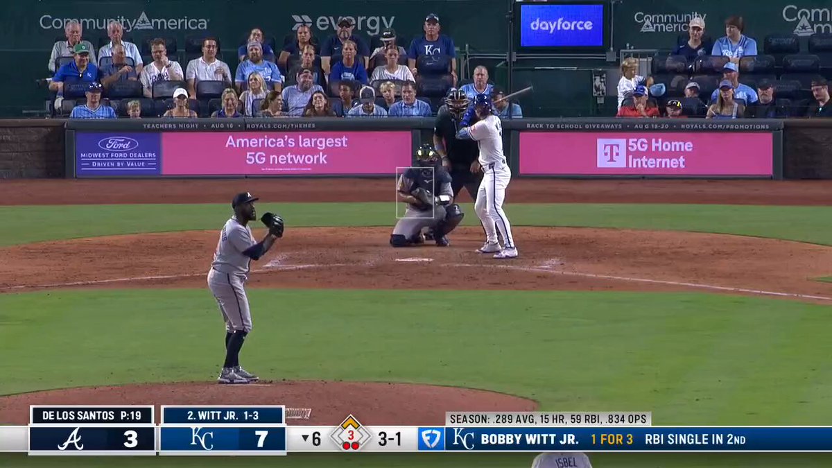 This was the first sign of Acuña showing discomfort. Witt singled on the next pitch and Pasquantino followed with the double that Acuña tried to grab in right-center. He jogged off the field. Looks like it was just a wise precautionary exit.