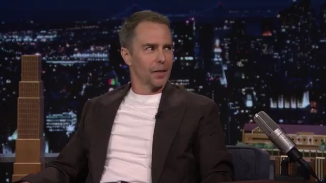 Sam Rockwell says his character, Mr. Wolf, in The Bad Guys 2 is a “wannabe George Clooney character” for him 🤣 #FallonTonight