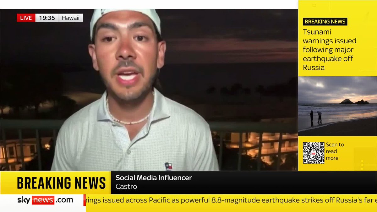 Social media influencer Castro is in Hawaii speaking on what it is like on the ground amidst tsunami warnings in the area. 📺 Sky 501, Virgin 602, Freeview 233 and YouTube