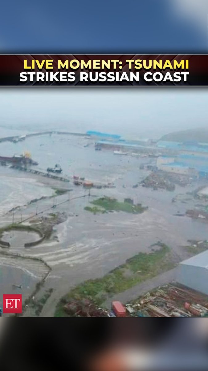 #Tsunami slams #Japan, #Russia: Shocking moment waves swallow coastline caught live on camera 🌊 #ETReels #ETShorts