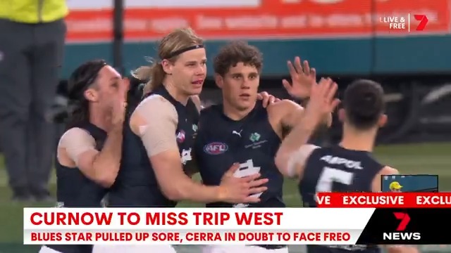 The season keeps getting tougher for the Blues, with one star set to miss and another in doubt this weekend. Chief Footy Reporter Mitch Cleary has the exclusive details. 7AFL #7NEWS