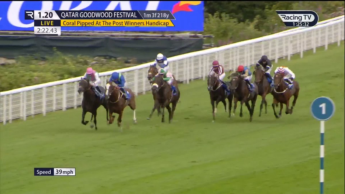 Omni Man surges down the far side rail to land our opener on day two, the £75,000 Coral Pipped At The Post Winners Handicap, for Ryan Moore and Irish trainer Joseph O'Brien