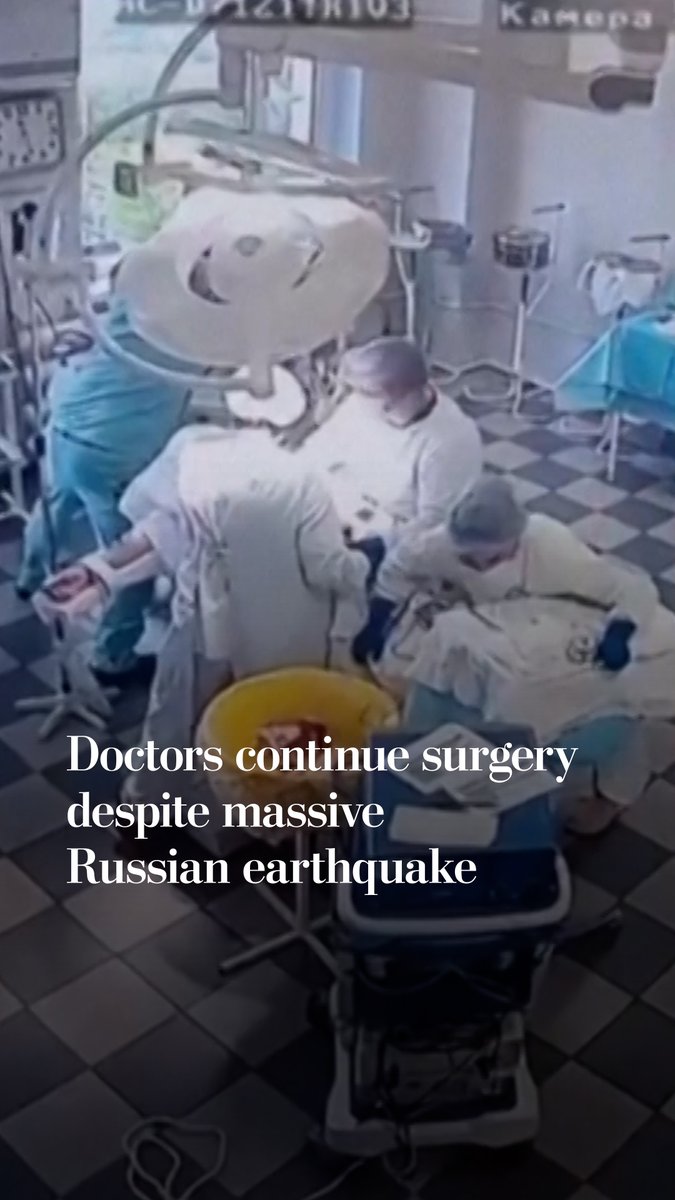 Surveillance video shows doctors in Petropavlovsk-Kamchatsky, Russia, continuing surgery on a patient throughout a massive 8.8-magnitude earthquake on July 30. Follow our live updates of the aftermath of the earthquake: