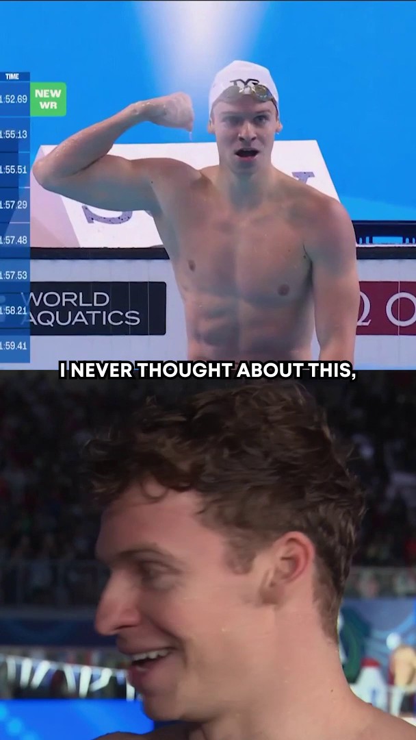 Leon Marchand decided to go for it in the 200M IM and broke Ryan Lochte’s world record by over a second! #AQUASingapore25