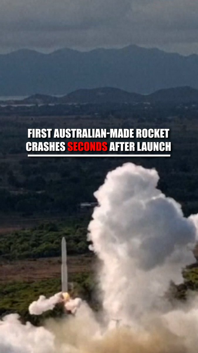 BLASTING... OFF: Australian-made rocket's much-anticipated first attempt into space fails spectacularly, as ship barely makes it into the air before crashing down in flames. Thankfully, no one was injured during the failed mission.