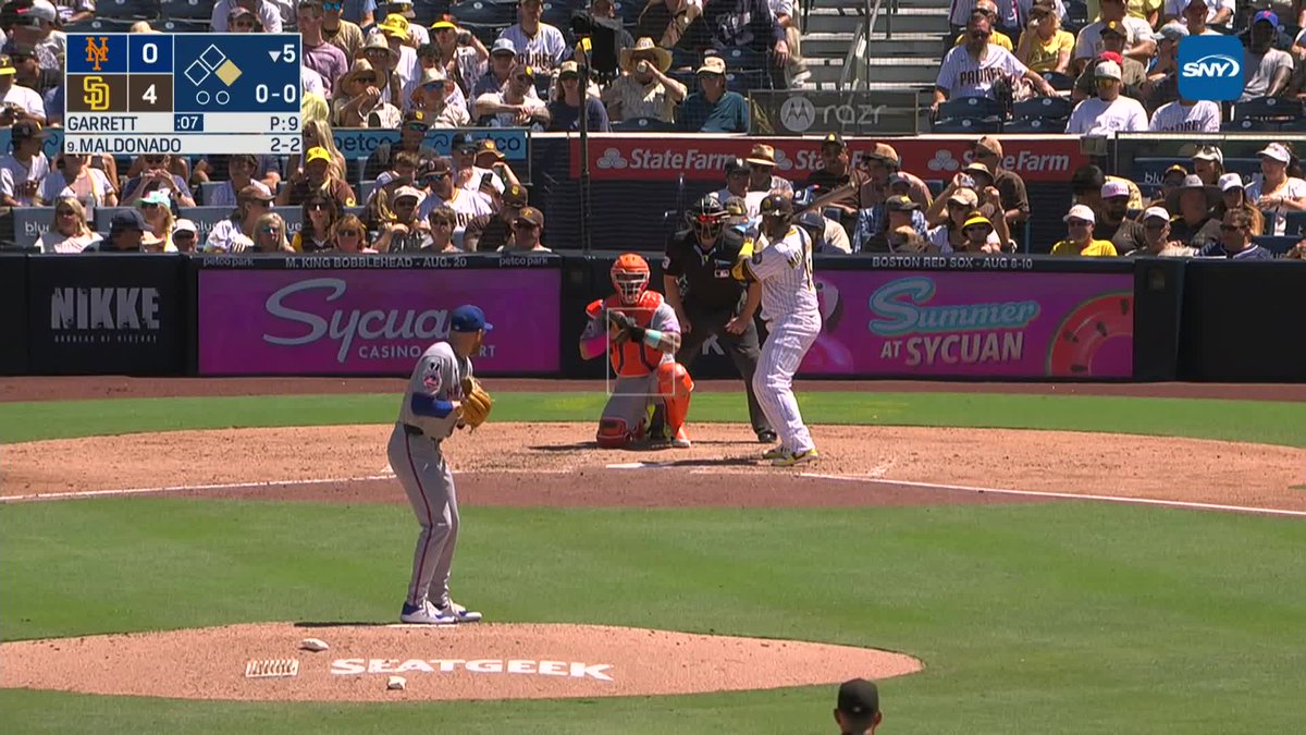 Francisco Alvarez has left the game in the 6th inning. Alvarez took a ball to the mask in the fifth inning.
