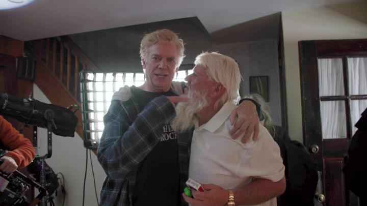 On set with John Daly in Happy Gilmore 2
