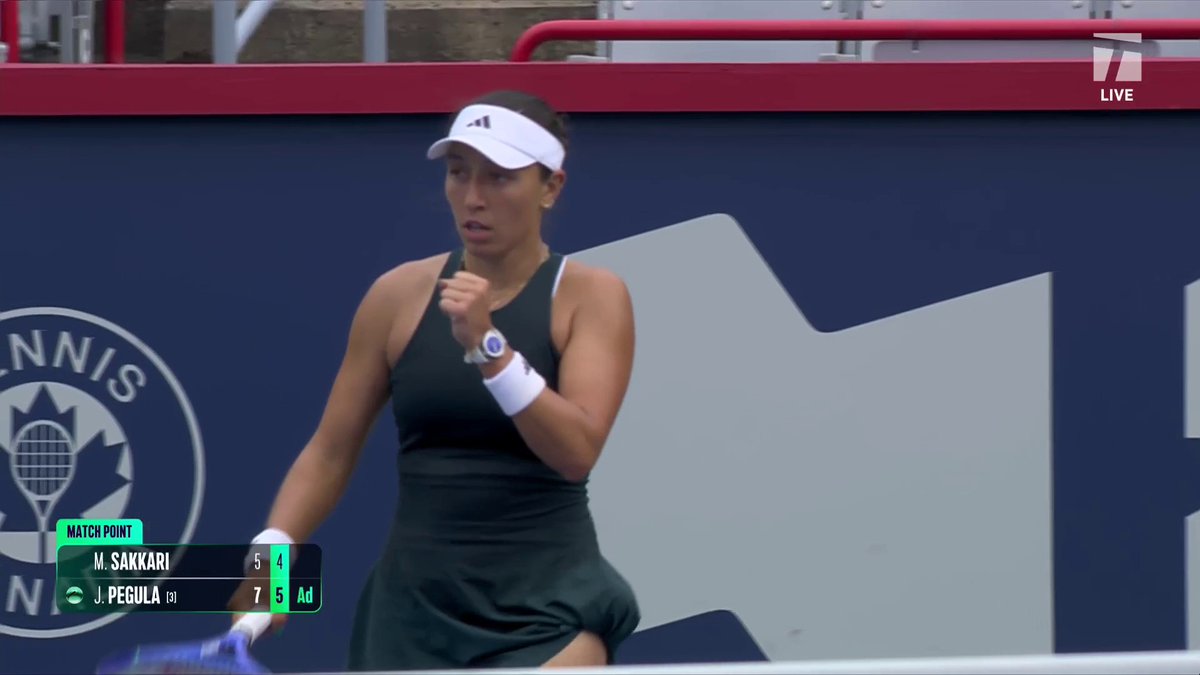 The three-peat is alive in Canada 3️⃣🇨🇦 Jessica Pegula rips a winner to defeat Sakkari 7-5, 6-4! #OBN25