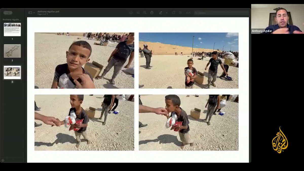 الجندي الأمريكي السابق أنتوني أغيلار، الذي خدم في مركز توزيع تديره "مؤسسة #غزة الإنسانية"، يروي تفاصيل اللحظات الأخيرة في حياة الطفل الفلسطيني أمير الذي قُتل برصاص الاحتلال خلال محاولته الحصول على طعام في أحد مراكز التوزيع #الأخبار #حرب_غزة