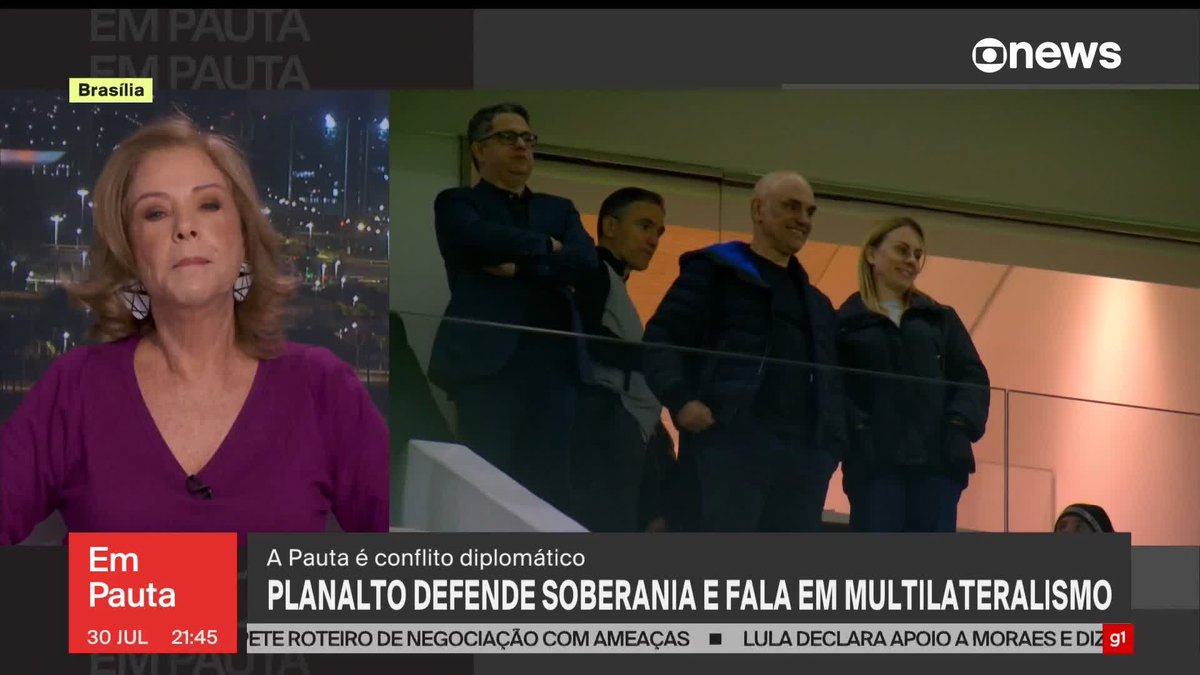 . Eliane Cantanhêde trouxe apuração de que o ministro Alexandre de Moraes, alvo de sanções dos Estados Unidos, disse que estava tranquilo e iria a um jogo de futebol. E o ministro do STF está na Neo Química Arena para assistir à partida do seu time, Corinthians, pela Copa do Brasil. ➡ Assista ao #EmPauta: #GloboNews