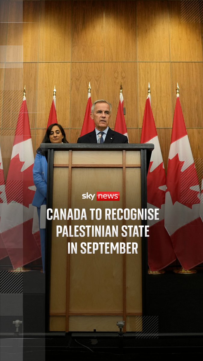 Canada is planning to recognise a Palestinian state at the United Nations in September, the country's prime minister has said. Mark Carney's announcement comes a day after the UK said it will recognise Palestine as a state unless Israel meets several conditions.