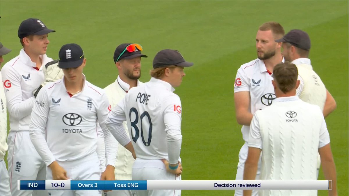 Opening wicket for England 🚨 Ollie Pope using the review to great effect 👏