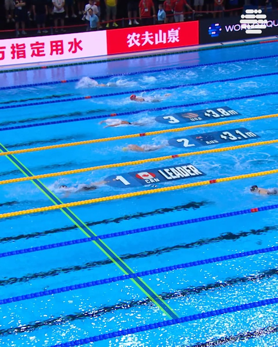 🇨🇦 Summer McIntosh with the second fastest time ever in the women’s 200m butterfly with a time of 2:01.99 🤯 #AQUASingapore25