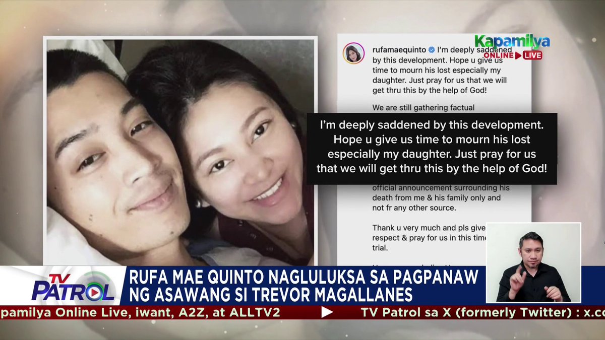 Pumanaw na ang asawa ni Rufa Mae Quinto na si Trevor Magallanes.