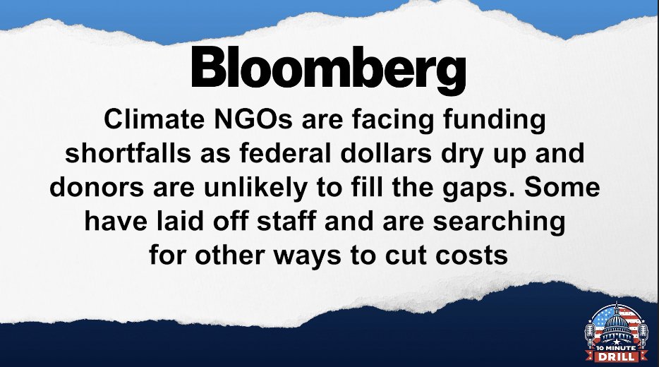 🌦️The climate change movement may be completely over Bloomberg reports that climate NGOs are collapsing as Trump has cut off their government funds, and dark money donors don't see them as a good investment.