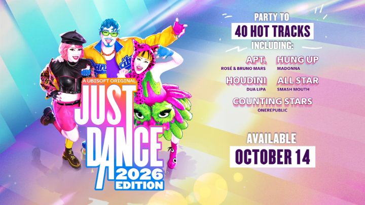 Just Dance 2026 Edition launches on October 14, 2025! 🎉 Get your friends and family together for an unforgettable dance party! Songs include APT. by ROSÉ &amp; Bruno Mars, Houdini by Dua Lipa, Counting Stars by OneRepublic, Hung Up by Madonna, All Star by Smash Mouth, and more!