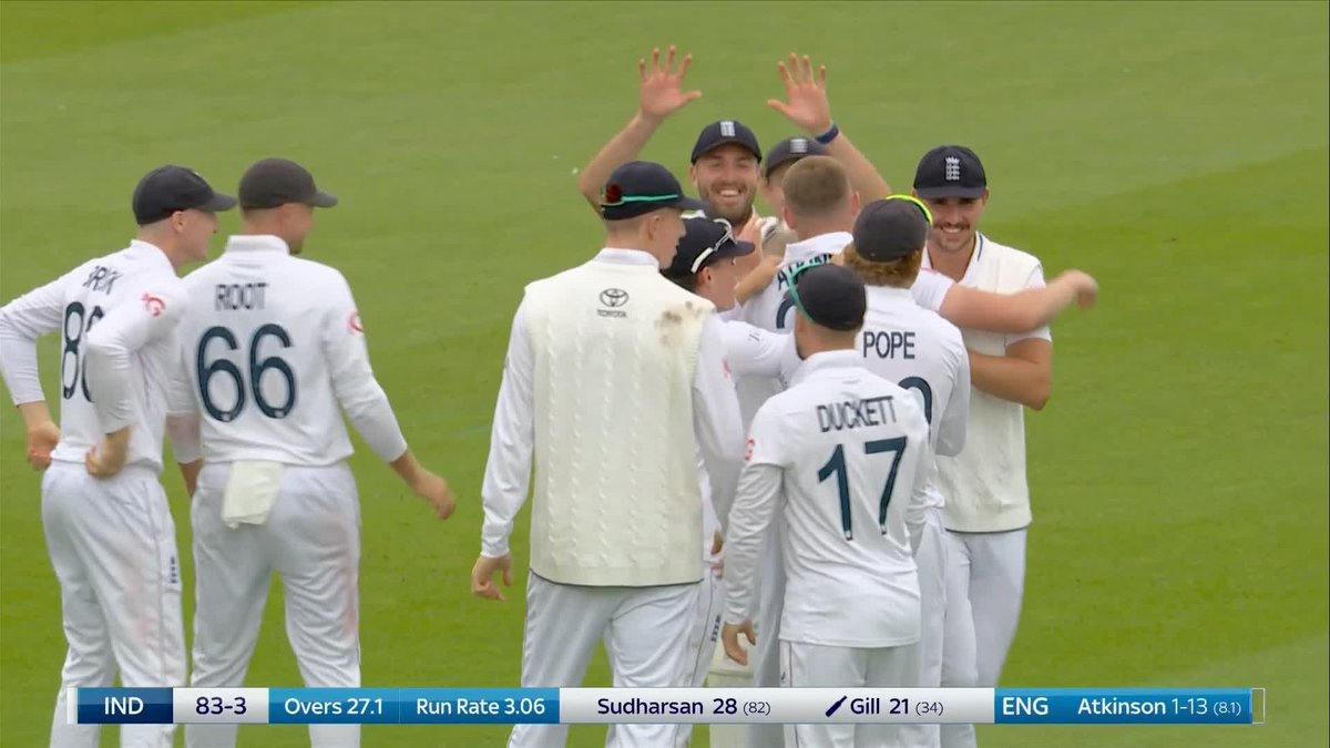 DISASTER for India 😬 Gus Atkinson makes no mistake and Shubman Gill is RUN OUT 😱