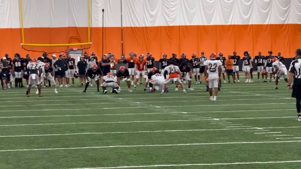 Today was DJ Turner day in the indoor. Counted him with 5 pass breakups, with at least one on each of the #Bengals top 3 WRs. The day wrapped with this win one on one with Higgins. He’s had a rough camp to this point, but big bounce back today.
