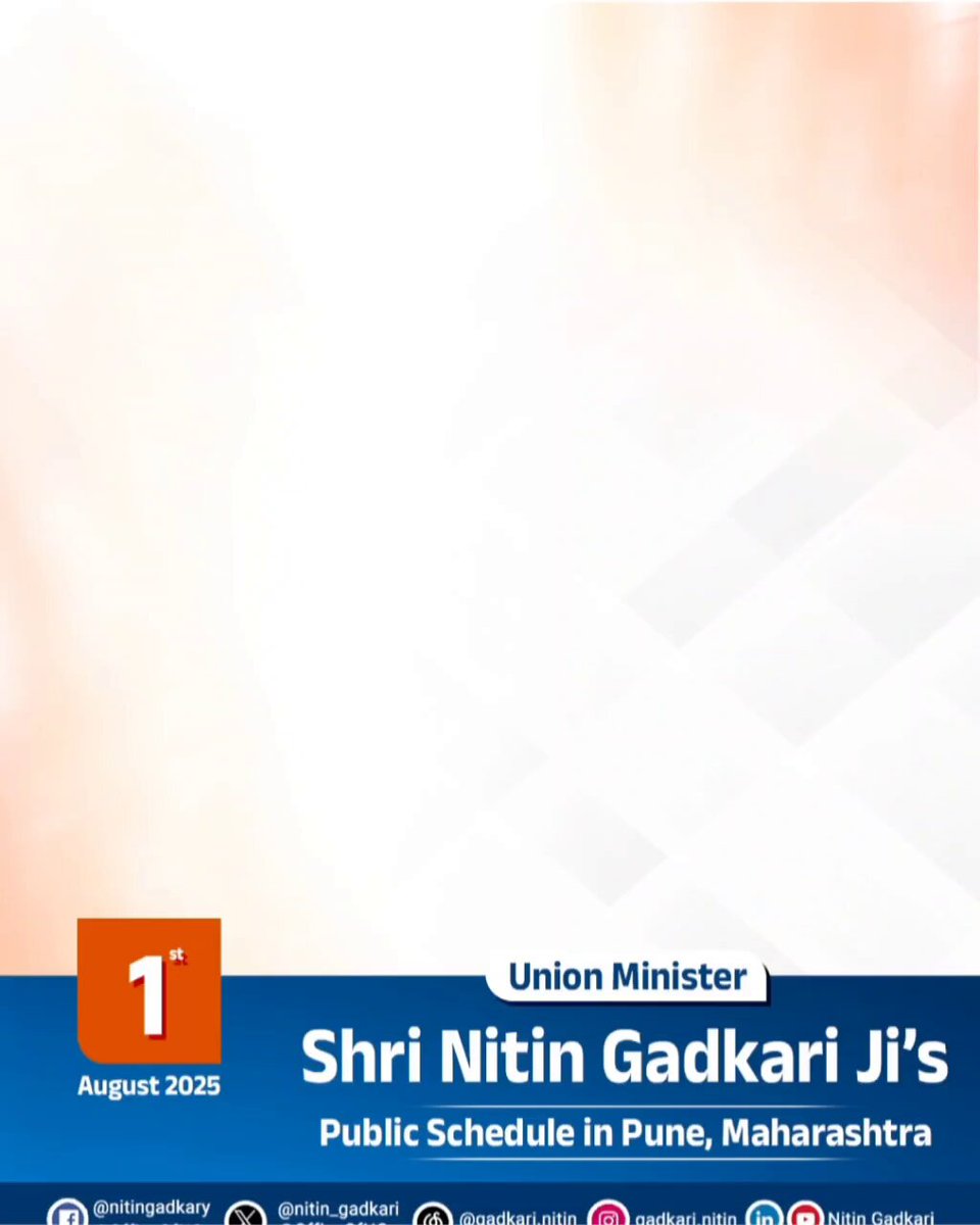 Union Minister Shri Nitin Gadkari Ji's public schedule 🗓️ 1st August 2025