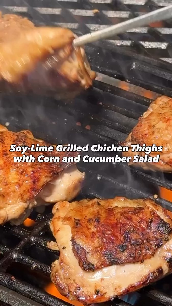 Your grill called — and it wants to fire up some Soy-Lime Grilled Chicken Thighs with Corn and Cucumber Salad 🔥. Grab the recipe: 🍗🌽: Renu Dhar, 🎥: Roscoe Hall, Mike Cunliffe