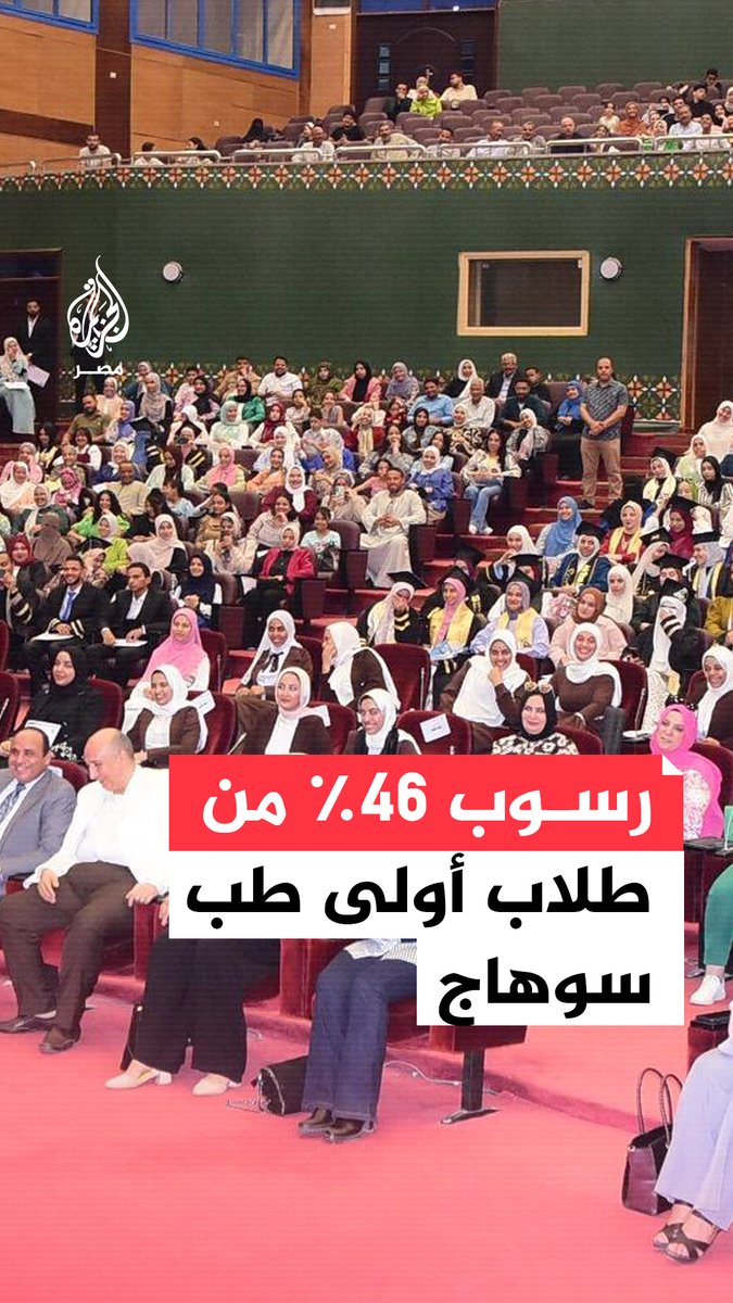 رسوب أكثر من 46% من طلاب الفرقة الأولى بكلية الطب في جامعة #سوهاج ورئيس الجامعة يقول إن قدرات بعض الطلاب لا تتماشى مع الكلية.. ما القصة؟
