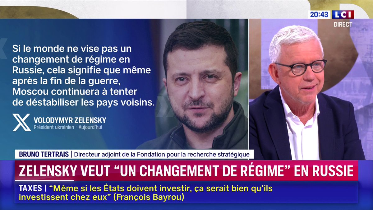 🗣️ "Le régime de Vladimir Poutine ne vit que par la guerre" estime Bruno Tertrais