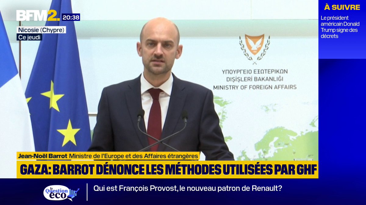 💬 "Les premières mesures prises par les autorités israéliennes sont très insuffisantes" En déplacement à Chypre, Jean-Noël Barrot, ministre de l’Europe et des Affaires étrangères, est revenu sur la situation à Gaza #BFM2
