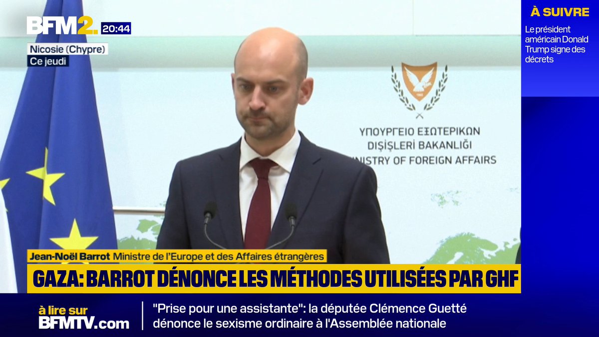 💬 "Je veux appeler à la cessation des activités de la Fondation humanitaire de Gaza" Le ministre de l'Europe et des Affaires étrangères, Jean-Noël Barrot, a vivement critiqué les distributions opérées par l'organisme GHF #BFM2