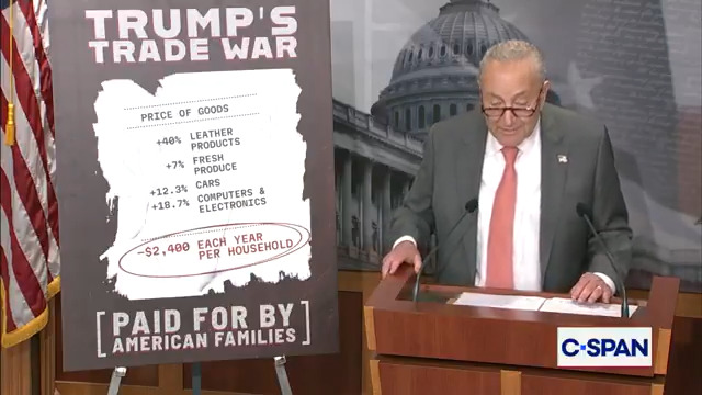 .Chuck Schumer on Trump trade deals: "Each time it's the same story: Trump gets up, says whatever pops into his head that day, and the next day it comes out that everything he said was exaggerated, wrong, false."