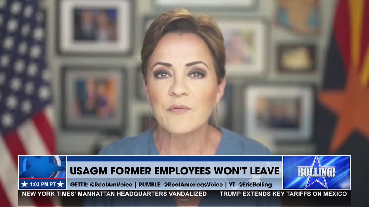 USAGM FOREIGN FORMER EMPLOYEES WON’T LEAVE “I mean, these are from countries that are… adversarial to the United States of America…and you have to worry if they will become a national security risk.” - Kari Lake 🇺🇸 ERIC BOLLING 🇺🇸