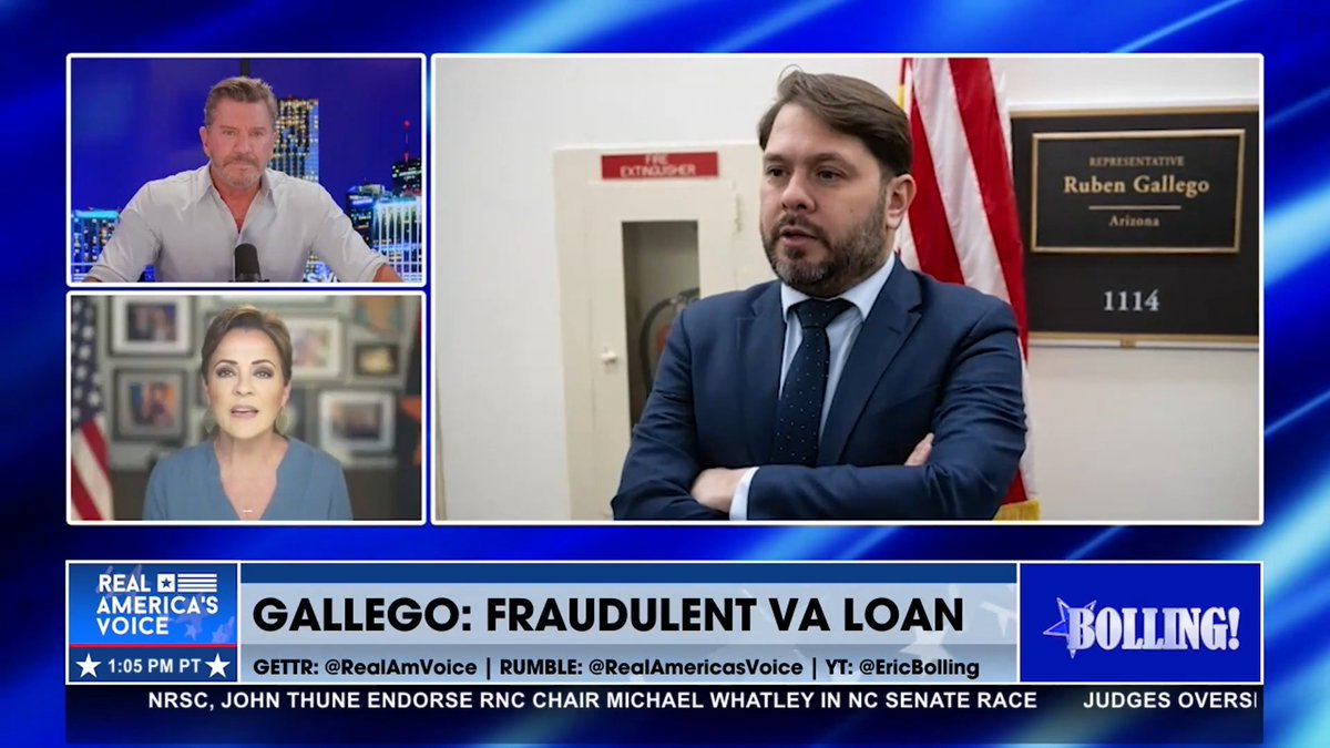 SEN. GALLEGO LIED ON A FEDERAL LOAN FORM “When he applied for his mortgage in Arizona, he said Arizona was his main residence; when he applied for one in D.C., he said is his main residence...That is a crime, and I think he should be investigated.” - Kari Lake 🇺🇸 ERIC BOLLING 🇺🇸