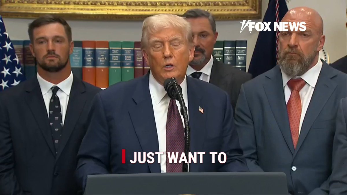Reporter asking about tariff policy: "Why didn't you invoke this law in your first term? ... " President @realdonaldTrump: "Because in my first term I was fighting lunatics like you ..."