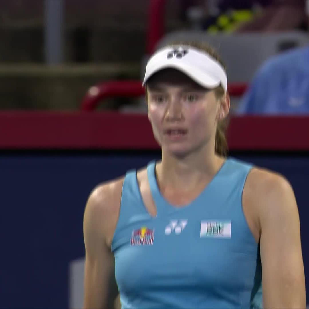 Elena Rybakina’s reaction after coming back from 1-4 in the 2nd set tiebreak against Jaqueline Cristian in Montreal. She’s got that business-mode look in her eyes. Ice in her veins. ❄️ 🇰🇿🩵