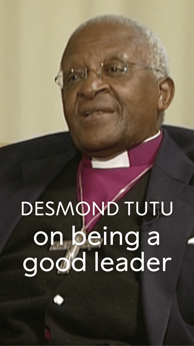 "Ultimately, you want a leader who is also a servant." In this interview from 2007, Desmond Tutu described the qualities he believes make a good leader. He says that like Nelson Mandela, a leader should lead for the sake of the people, encapsulate the aspirations of those they represent, and not be motivated by self-glorification. What qualities do you look for in a leader? Watch the full interview: