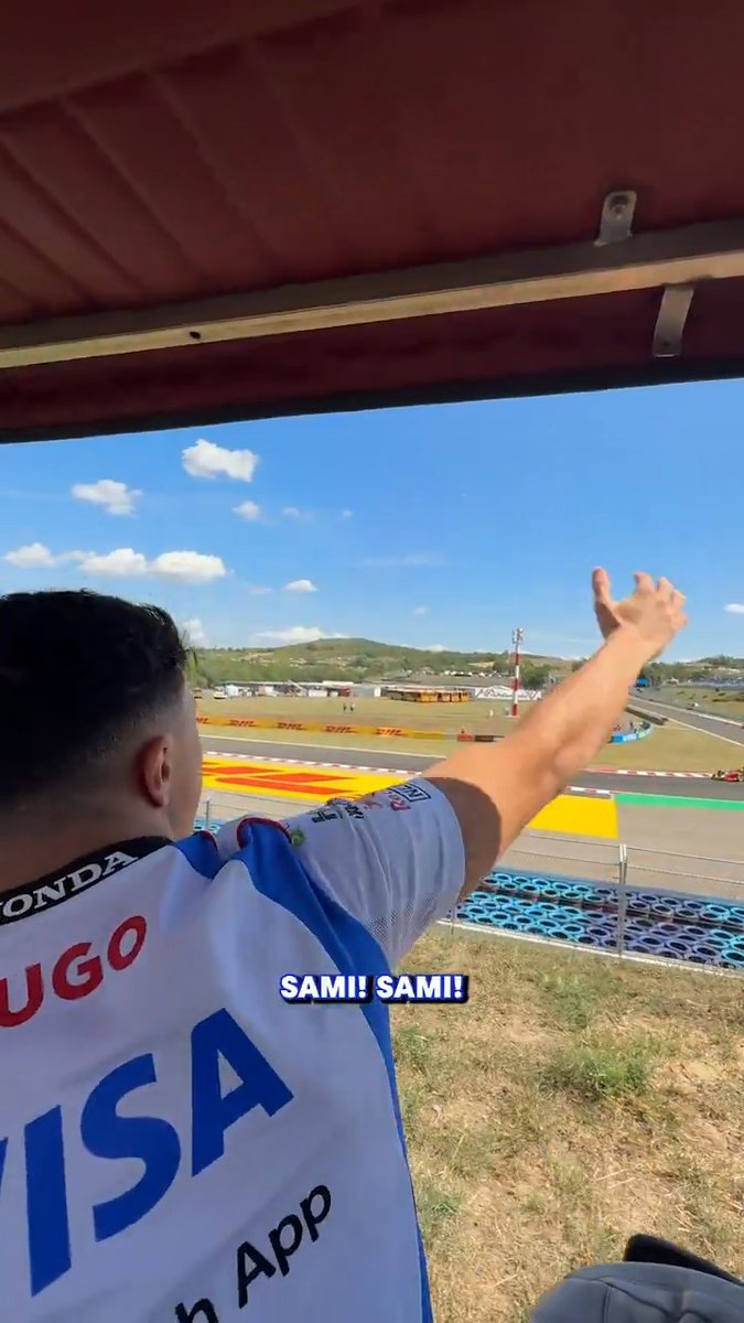Shout louder, Isack and they might be able to hear you 😅 F2 graduate Isack Hadjar spotted a few familiar guys out on track at the Hungaroring 🫶 🎥 Visa Cash App Racing Bulls F1 Team #F2 #HungarianGP