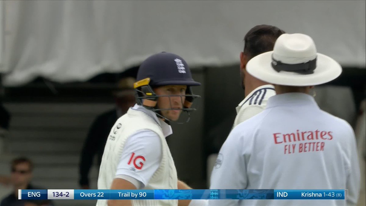 It's all getting heated in the middle between Joe Root and Prasidh Krishna 👀