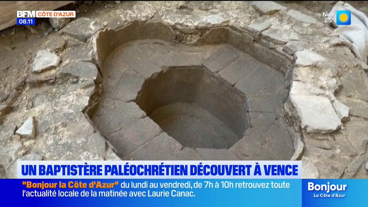 Vence (06) : découverte exceptionnelle d’un baptistère paléochrétien après la mise au jour d’une cathédrale du Ve siècle