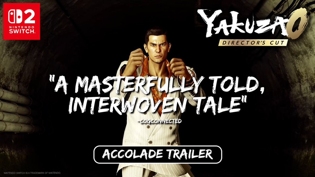 Start the Yakuza series on #NintendoSwitch2 today with Yakuza 0 Director's Cut to get ready for Yakuza Kiwami and Yakuza Kiwami 2 on November 13th🍾
