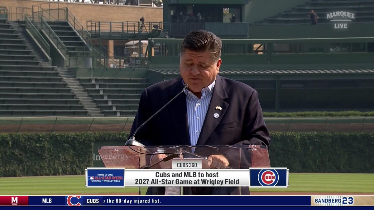 “You can feel Ryno here with us at the Friendly Confines … now we all get to share it with baseball fans from across the globe.” Illinois Governor JB Pritzker on Wrigley being selected for the 2027 All-Star Game.