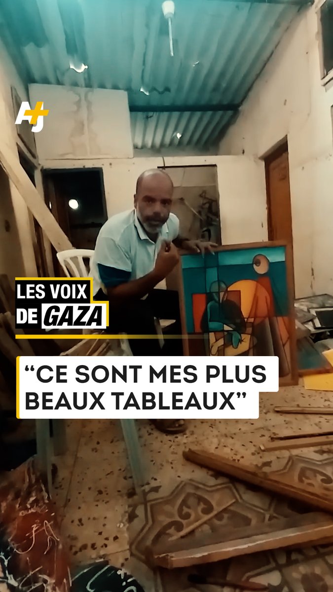 À Gaza, cet artiste est contraint de détruire ses tableaux afin d’en récupérer le bois pour faire du feu et nourrir sa famille.