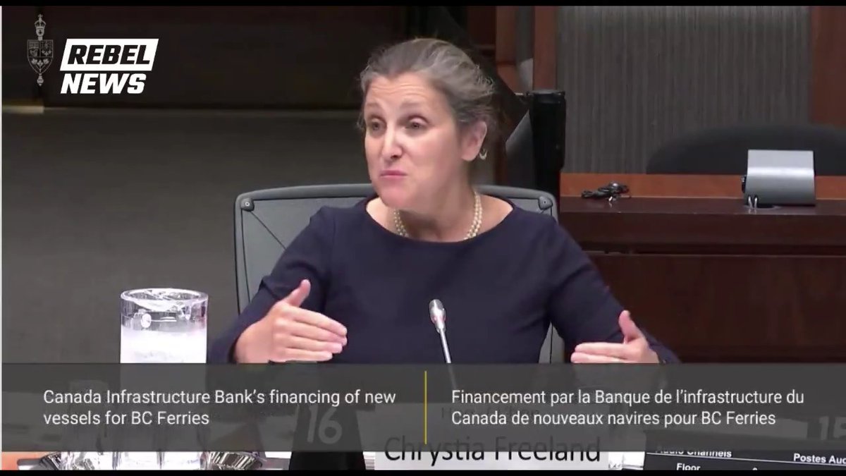Transport Minister Chrystia Freeland is forced to defend her past comments after the Canada Infrastructure Bank, which her department oversees, signed a billion-dollar contract with a Chinese-state-owned shipyard to build ferries for British Columbia.