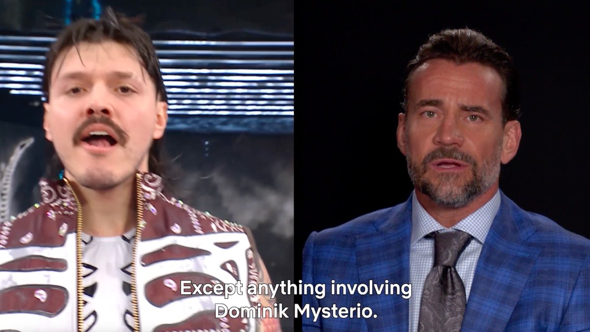 “I feel selfishly that I could always insert myself into any storyline … except anything involving Dominik Mysterio, I don’t want anything to do with him.” - CM Punk on a storyline he wishes he could be a part of 😭 📺 WWE: Unreal