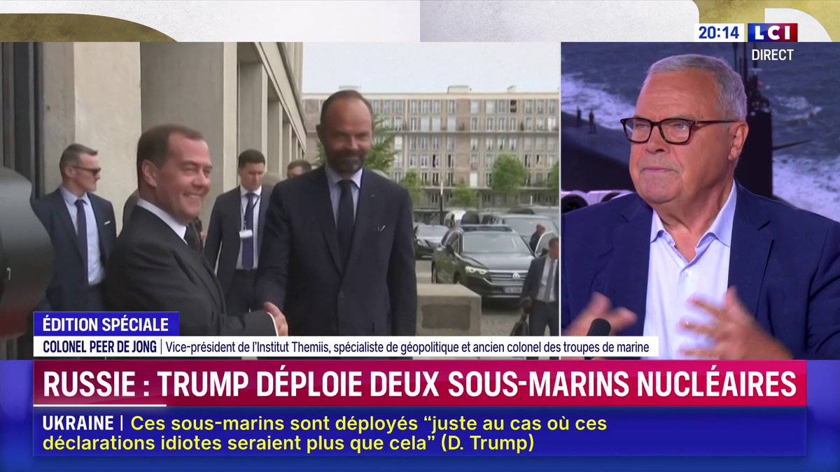 Russie : Trump déploie 2 sous-marins nucléaires 🗣️ « Ça va obliger Trump et Poutine à discuter, à décrocher les téléphones », estime le colonel Peer de Jong