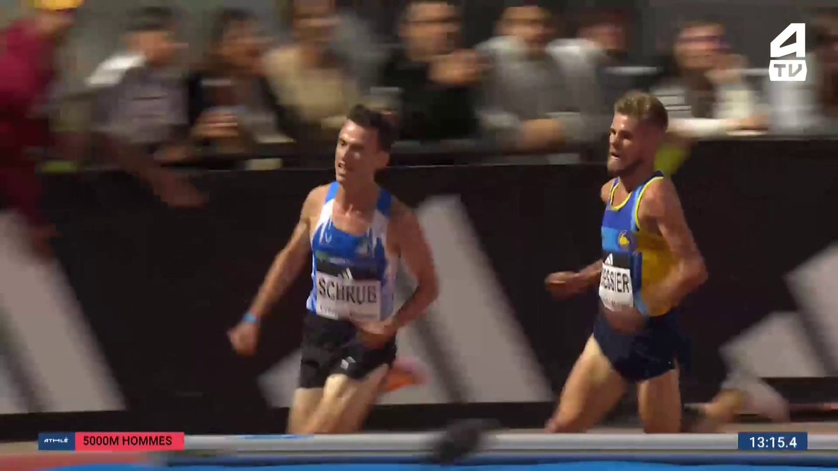 🤯 Une course totalement dingue ! 🥇 Yann Schrub (AS Sarreguemines) fait parler son finish pour arracher le titre de champion de France Elite du 5000 m en 13'31''15 aux dépends de 🥈 Jimmy Gressier (Boulogne-Sur-Mer Ac) ! 💻 Suivez les #CFAthlé sur